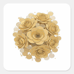 Levendige grijze GOLDEN ROSES-labelontwerp Vierkante Sticker