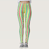 Levendige groen blauw rood geel gestreepte legging (Voorkant)