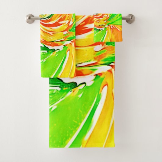 Levendige groen-Oranje wervelkunst Bad Handdoek (Insitu)