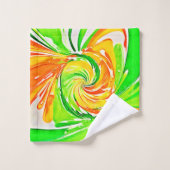 Levendige groen-Oranje wervelkunst Bad Handdoek (Wasdoekje)