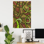 Levendige Groene Abstracte Maximalistische Organis Poster (Thuiskantoor)