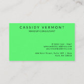 Levendige Groene Beauty Make-up Hair Consultant Visitekaartje (Achterkant)