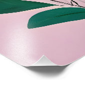 Levendige groene bladeren op roze foto afdruk (Hoek)