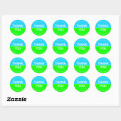 Levendige groene blauwe neon bedrijfsnaam dank u ronde sticker (Vel)