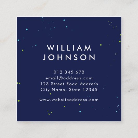 Levendige groene en blauwe, moderne strepen vierkante visitekaartje (Achterkant)