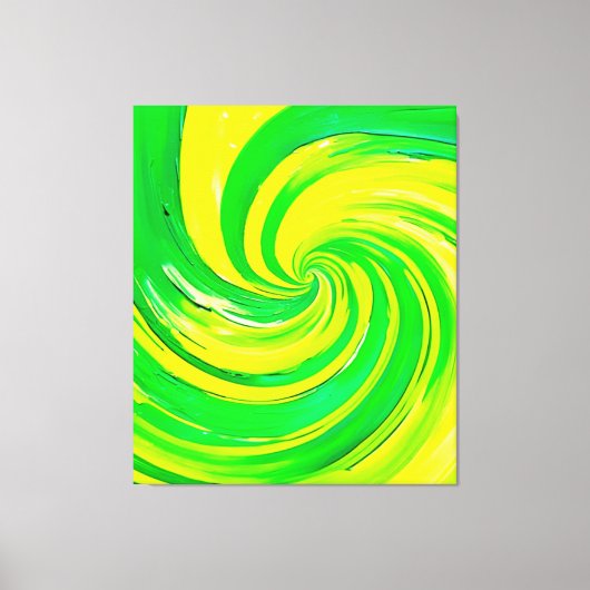 Levendige groene en gele wervelkunst canvas afdruk (Voorkant)