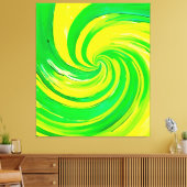 Levendige groene en gele wervelkunst canvas afdruk (Insitu (Woonkamer))