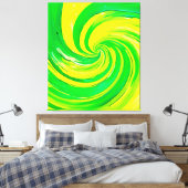 Levendige groene en gele wervelkunst canvas afdruk (Insitu (Slaapkamer))