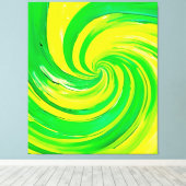 Levendige groene en gele wervelkunst canvas afdruk (Insitu (Houten vloer))
