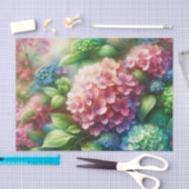 Levendige groene en roze Hydrangea Decoupage Tissuepapier (Craft)