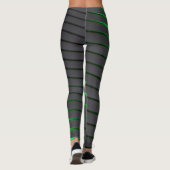 Levendige groene en zwarte strepen leggings (Achterkant)
