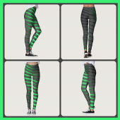 Levendige groene en zwarte strepen leggings