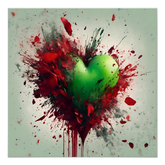 Levendige groene hart burst perfect poster (Voorkant)