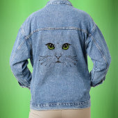 Levendige Groene Kat Ogen Neus Whiskers Minimalist Denim Jacket