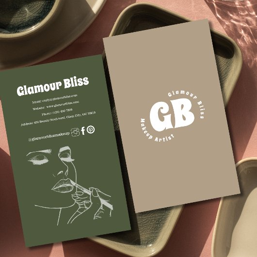 Levendige groene make-up artiest salon visitekaartje