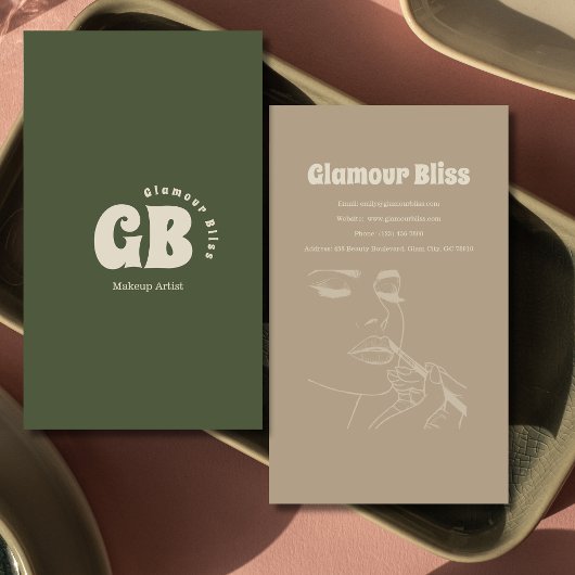 Levendige groene make-up artiest salon visitekaartje