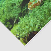 Levendige groene oceaan koraal en Zee schildpad Tissuepapier (Detail)