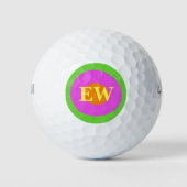 Levendige Groene Roze Oranje Monogram Aangepaste T Golfballen (Voorkant)