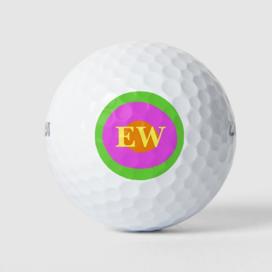 Levendige Groene Roze Oranje Monogram Aangepaste T Golfballen (Voorkant)
