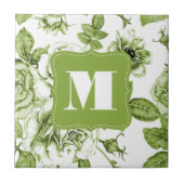 Levendige groene Rozen Tegeltje (Voorkant)