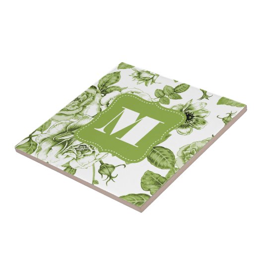 Levendige groene Rozen Tegeltje (Zijkant)