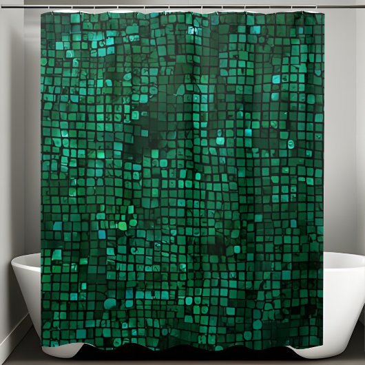 Levendige groene Sequin Douchegordijn