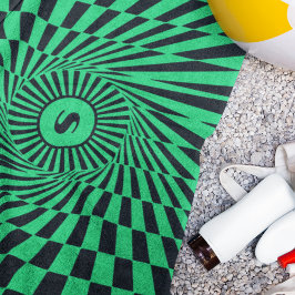 Levendige groene stralen aangepaste zon grafische  strandlaken