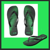 Levendige groene strepen en zwart teenslippers