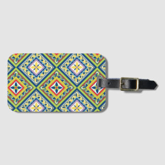 Levendige Groene Talavera-tegelplanner Bagagelabel