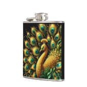 Levendige groene veren van een majestueuze pauw heupfles (Links)