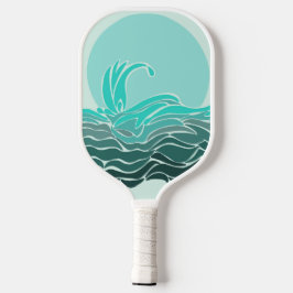 Levendige groenen van oceaangolven & zonsondergang pickleball paddle