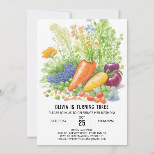 Levendige groenten tuin verjaardag kaart (Voorkant)