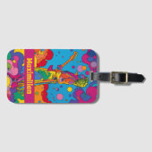 Levendige Groovy Psychedelic Rock Gitarist Kunst Bagagelabel (Voorkant (horizontaal))