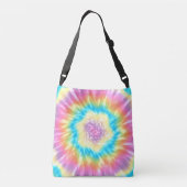 Levendige Groovy Stropdas-Dye Spiral in Pastelkleu Crossbody Tas (Achterkant)