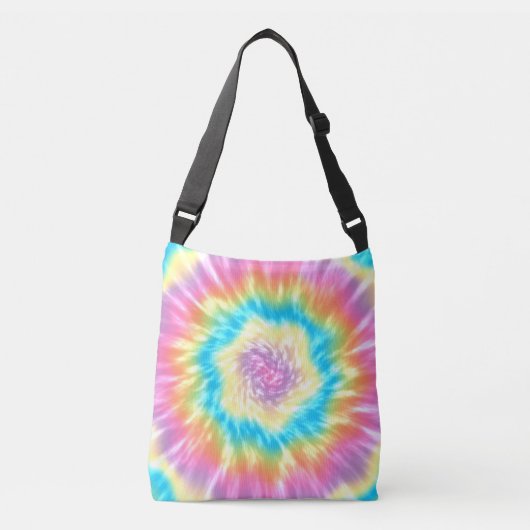 Levendige Groovy Stropdas-Dye Spiral in Pastelkleu Crossbody Tas (Voorkant)