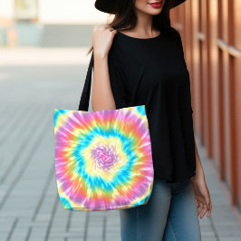 Levendige Groovy Stropdas-Dye Spiral in Pastelkleu Tote Bag