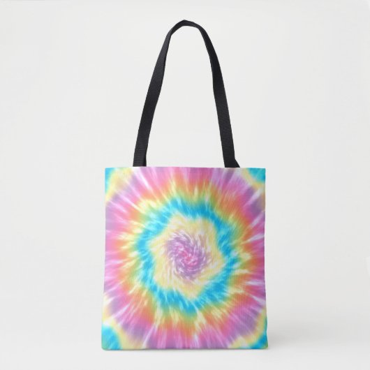 Levendige Groovy Stropdas-Dye Spiral in Pastelkleu Tote Bag (Voorkant)