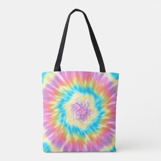 Levendige Groovy Stropdas-Dye Spiral in Pastelkleu Tote Bag (Achterkant)