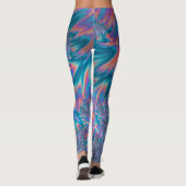 Levendige Groovy Trippy Bohemian Blauwgroen koraal Leggings (Achterkant)