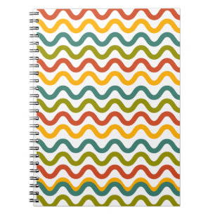 "Levendige Groovy Waves - Retro esthetische Notiti Notitieboek
