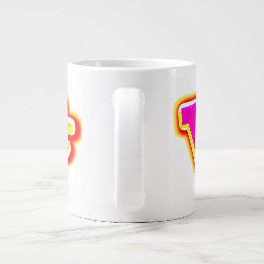 Levendige grote en kleurrijke jumbospecialistische grote koffiekop (Achterkant)