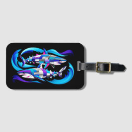 Levendige grote witte haai bagagelabel