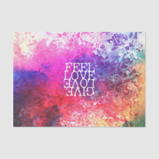 Levendige  grunge Floral Love Gezegde Design Tissuepapier