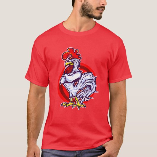 Levendige Haan Illustratie Grafisch T-shirt (Voorkant)
