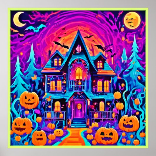 Levendige Halloween House Art Poster (Voorkant)
