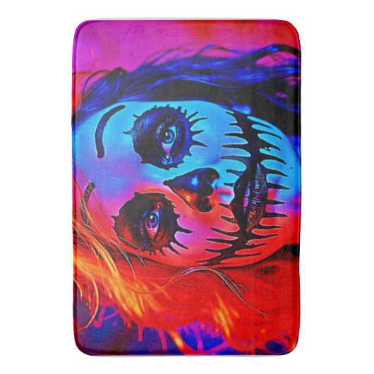 Levendige Halloween make-up kunst Badmat (Voorkant Verticaal)