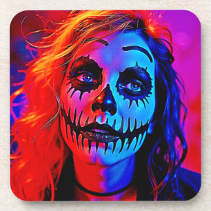 Levendige Halloween make-up kunst Bier Onderzetter