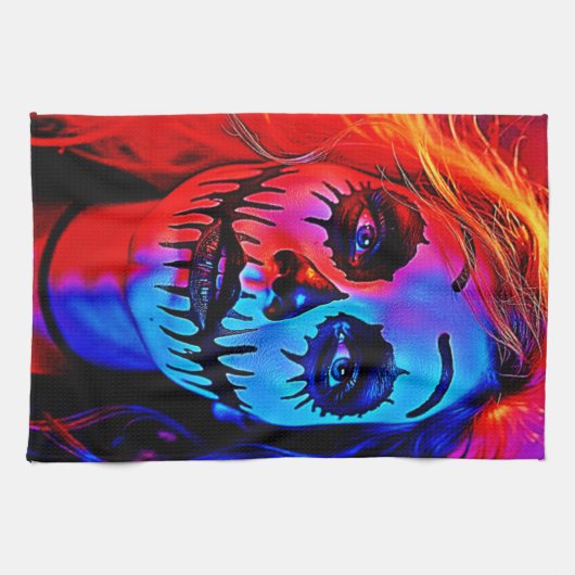 Levendige Halloween make-up kunst Theedoek (Horizontaal)
