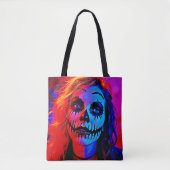 Levendige Halloween make-up kunst Tote Bag (Voorkant)