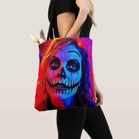 Levendige Halloween make-up kunst Tote Bag (Dichtbij)
